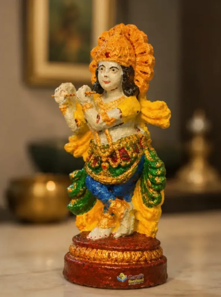 Krishna Idol – Handmade Recycled Paper Art, 10"