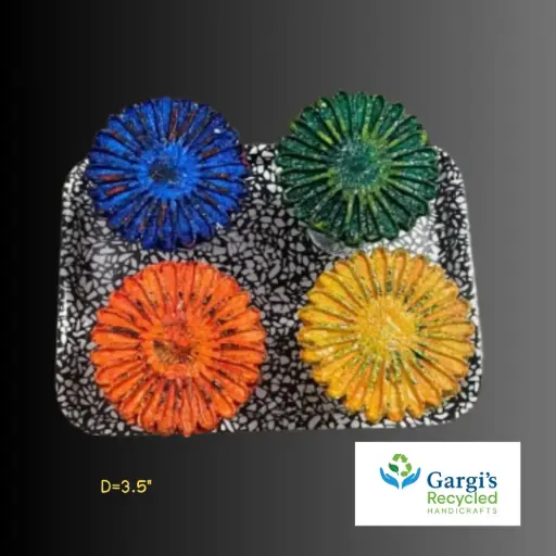 Handmade Recycled Flower Coaster Set