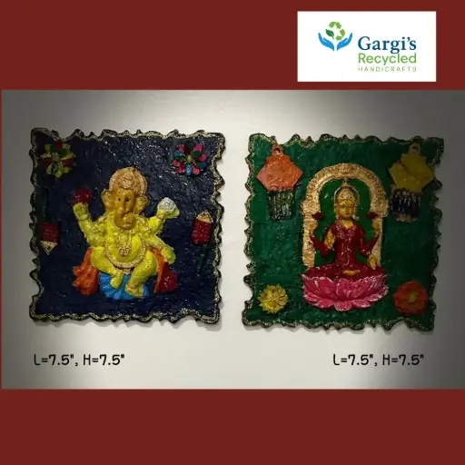 Divine Duo Wall Art | Eco-Friendly Ganesha & Lakshmi Panels