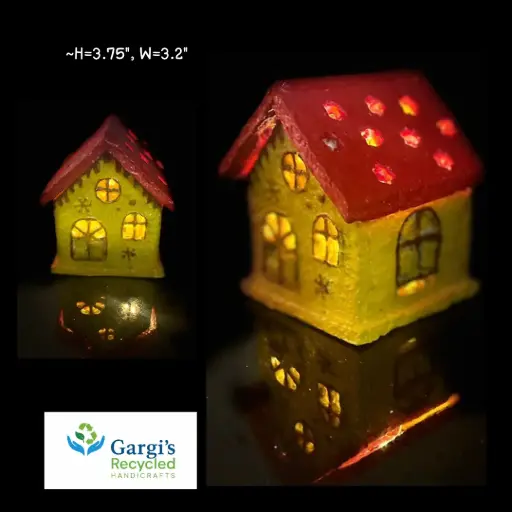 EcoGlow Festive Cottage Lamp & Battery Tea Light Holder
