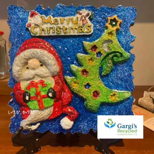 Eco-Festive Santa & Tree Plaque